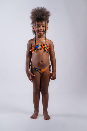 Ouvrir l&#39;image dans le diaporama, Zanzibar - Maillot de bain 2 pièces &amp; kimono pour enfant - Wax africain
