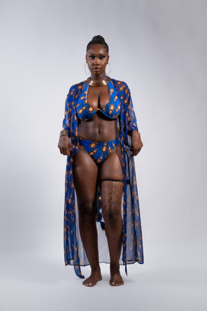 Ouvrir l&#39;image dans le diaporama, Kenya - Maillot de bain 2 pièces &amp; kimono - Wax africain
