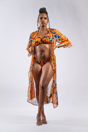 Ouvrir l&#39;image dans le diaporama, Zanzibar- Maillot de bain 2 pièces &amp; kimono - Wax africain
