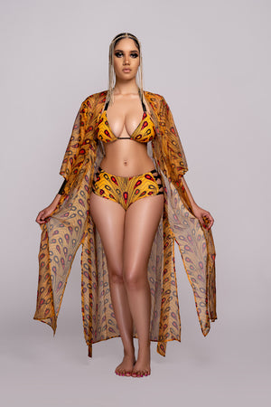 Ouvrir l&#39;image dans le diaporama, Colibri - Maillot de bain 2 pièces &amp; kimono - Wax africain
