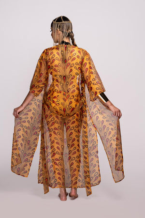 Ouvrir l&#39;image dans le diaporama, Colibri - Kimono de plage - wax africain
