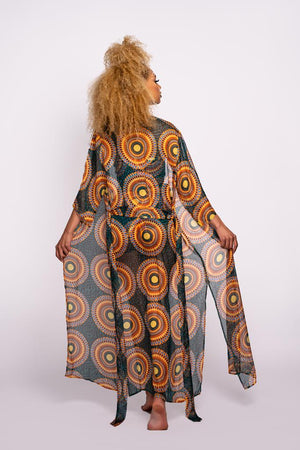 Ouvrir l&#39;image dans le diaporama, Tropikana - Kimono de plage - wax africain
